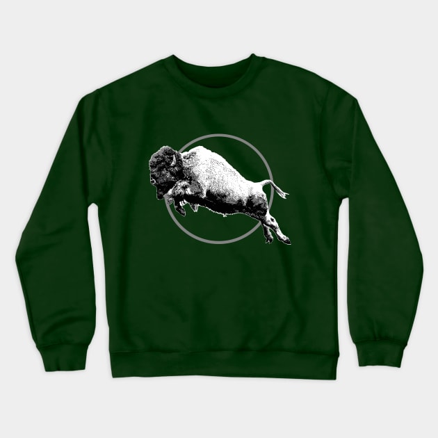 Buffalo Jump Crewneck Sweatshirt by MartinezArtDesign